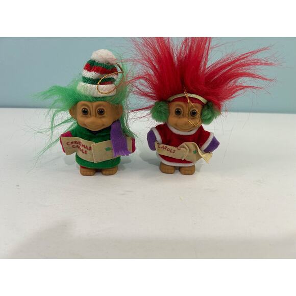 Lot of 2 Russ Troll Christmas Ornaments Carolers. - Picture 1 of 8